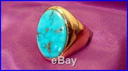 Heavy Mens Solid Gold Turquoise Ring 13 Grams Vintage Scrap Or Not