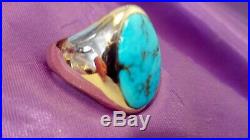 Heavy Mens Solid Gold Turquoise Ring 13 Grams Vintage Scrap Or Not