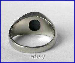 Heavy Mens Vintage 14k White Gold Blue Star Sapphire Solitaire Ring 8.8g Sz 9.75