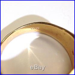 Heavy Vintage Diamond Men's Ring Solid 14K Yellow Gold Size 13