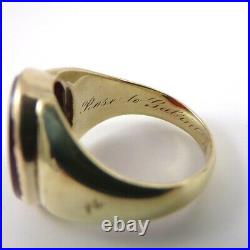 Heavy Vintage Men's Solid 14K Yellow Gold Red Carnelian Intaglio Ring Size 9.5