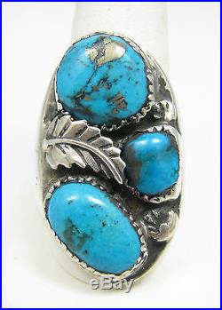 Heavy Vintage Navajo Morenci Turquoise Nugget Mens Ring Sz 10.5 23.6g