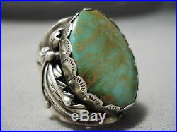 Huge Heavy Thick Men's Vintage Navajo Royston Turquoise Sterling Silver Ring Old