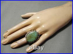 Huge Heavy Thick Men's Vintage Navajo Royston Turquoise Sterling Silver Ring Old