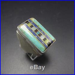 Huge Vintage NAVAJO Sterling Silver LAPIS TURQUOISE Inlay Man's RING size 11.75