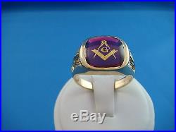 Impressive 14k Yellow Gold Men's Masonic Vintage Ring 11.8 Grams, Size 11