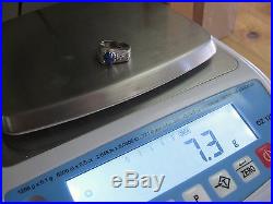 LQQK Vntg Men's Signet Ring with Star Sapphire & Diamond 14K White Gold sz 6.5