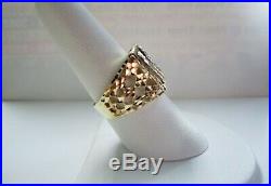 L@@K Vntg Solid 14K Yellow Gold Signet RING with Letter Initial M size 8 Men