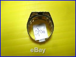 L@@K Vntg Solid 14K Yellow Gold Signet RING with Letter Initial M size 8 Men