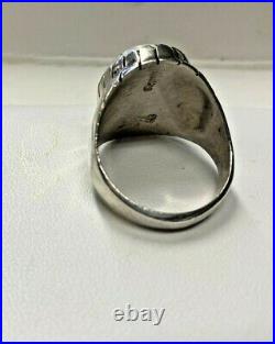 Large Men's Vintage Sterling Silver Jasper Ring Sz 12