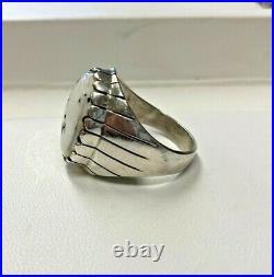 Large Men's Vintage Sterling Silver Jasper Ring Sz 12
