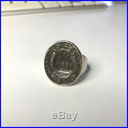 Large Mens Vintage Crest Signet Coat of Arms Silver Heavy Ring