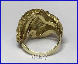 Large Vintage 18k Yellow Gold Diamond Ring Unisex Mens Pinky Sz 6.5