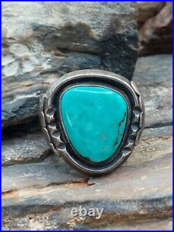 Large Vintage Sterling Silver Turquoise Mens Ring Navajo Native Southwestern