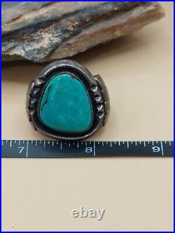 Large Vintage Sterling Silver Turquoise Mens Ring Navajo Native Southwestern