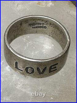 Love ring size 13.25 Peace Wedding Mexico Vintage band sterling silver men