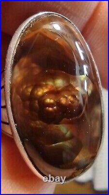 MAGNIFICENT HUGE VINTAGE KABANA NATURAL FIRE AGATE STERLING SILVER RING Sz 12.5