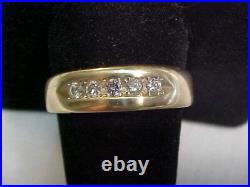 MENS VINTAGE NATURAL 5 DIAMOND BAND RING 14K YELLOW GOLD sz11.5