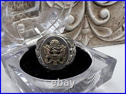 MENS VINTAGE WWII ARMY RING DB STERLING Silver 10k Gold Filled Sz 6.75