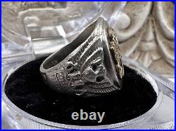 MENS VINTAGE WWII ARMY RING DB STERLING Silver 10k Gold Filled Sz 6.75