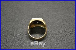 MENS Vintage 10k Gold Art Deco Onyx Initial Signet Ring Size 9&1/2 5.9 grams