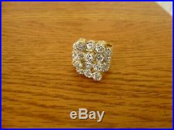 MEN'S VINTAGE 18K SOLID YELLOW GOLD & 3.5ct DIAMOND NUGGET CLUSTER RING 24.8g
