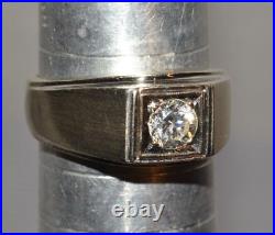 Mans Estate. 5ct Diamond Ring 9g Solid 14k Gold 80s Vintage Mens Sz. 9.25