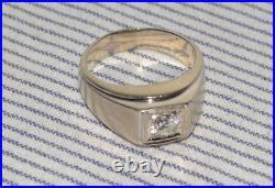 Mans Estate. 5ct Diamond Ring 9g Solid 14k Gold 80s Vintage Mens Sz. 9.25