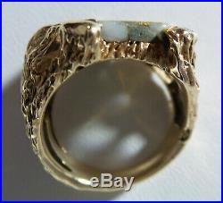 Massive 14 K Gold Vintage Gold In Quartz Vs Diamond Mens Ring 20.2 G-size 10 1/4