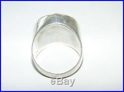 Massive RARE Seal Crest Horses NG Shield Vintage Men Sterling Silver Signet Ring