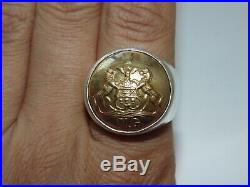 Massive RARE Seal Crest Horses NG Shield Vintage Men Sterling Silver Signet Ring