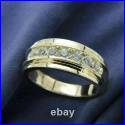 Men Anniversary Wedding Band Ring 2Ct Lab Created Diamond 14k Yellow Gold Plated