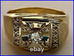 Men Diamond Ring Solid 14k Gold Vintage Ring Yellow And White Gold, Estate
