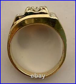 Men Diamond Ring Solid 14k Gold Vintage Ring Yellow And White Gold, Estate