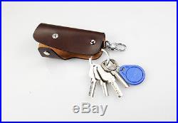 Men Genuine Leather Vintage Brown Car Key Chains Rings Cases Holder Package