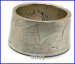 Men Heavy Half Dollar 1926 Coin Sterling Silver 925 Ring Vintage Size 10 Band