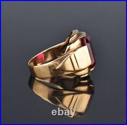 Men Ring 925 Silver Simulated Pink Art Deco Engagement Wedding Band