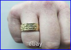 Men Vintage 14K Yellow Gold 9mm Jewish Wedding Band Hebrew Verse Solid 11g Sz 11