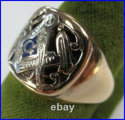 Men's 10K Gold Vintage Masonic Ring God Compass
