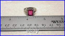Men's 10k Solid White Gold Ruby Solitaire Vintage Ring