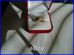 Men's 14K Yellow Gold Nugget Diamond Ring Sz 10 Not Scrap Gold Jewelry Vintage