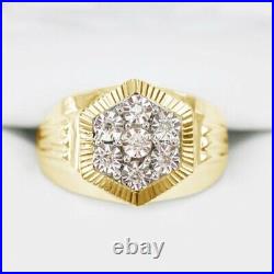 Men's 14K Yellow Gold Over 2Ct Round Diamond Engagement Wedding Pinky Band Ring