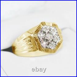 Men's 14K Yellow Gold Over 2Ct Round Diamond Engagement Wedding Pinky Band Ring