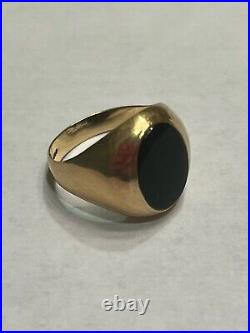 Men's 14k Gold Black Stone Ring Size 8 Vintage