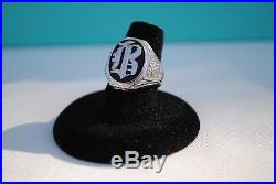 Men's 14k White Gold & Onyx Vintage Signet Ring Letter B Initial, Size 7