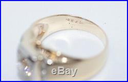 Men's 14k Yellow Gold Old European Cut Diamond Vintage Ring Size 8.5