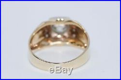 Men's 14k Yellow Gold Old European Cut Diamond Vintage Ring Size 8.5