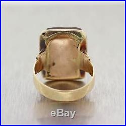 Men's 1870's Antique Victorian 14k Yellow Gold Carved Carnelian Ring