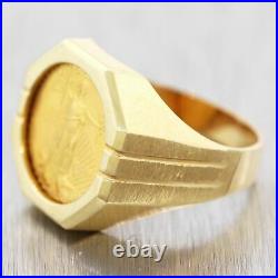 Men's 1998 Vintage Estate 14k Yellow Gold 1/10th oz American Eagle Coin Ring