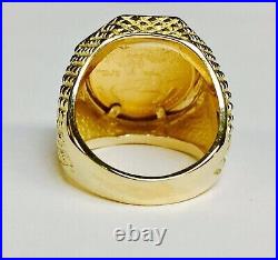 Men's 20 mm Coin American Eagle Ring with Vintage Real 10K Yellow Gold